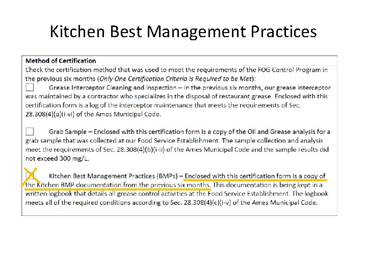 Kitchen Best Management Practices 