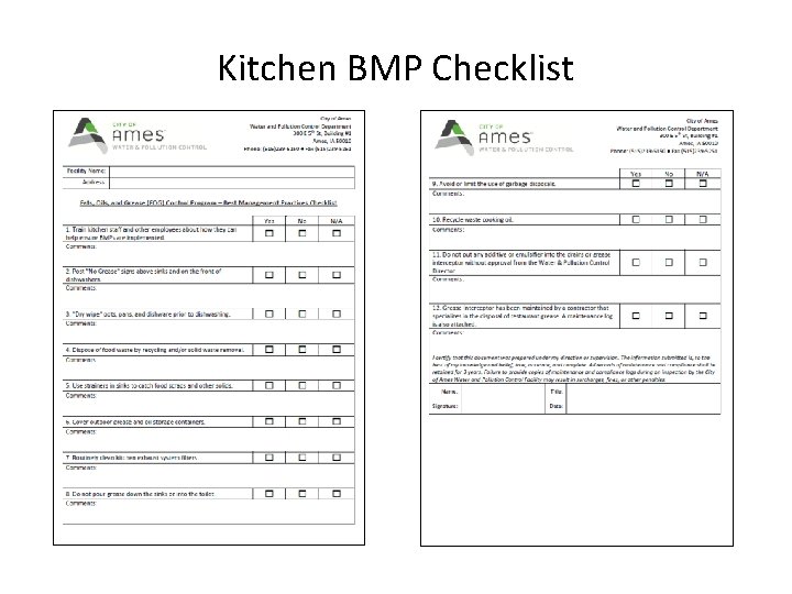 Kitchen BMP Checklist 