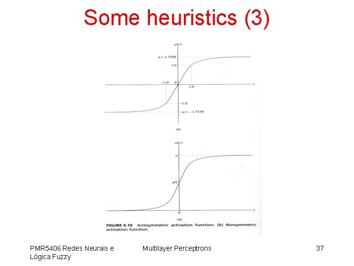Some heuristics (3) PMR 5406 Redes Neurais e Lógica Fuzzy Multilayer Perceptrons 37 