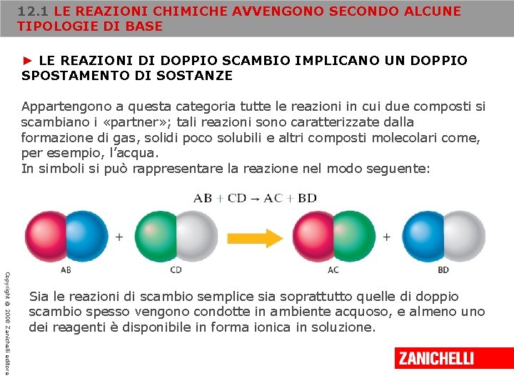 12. 1 LE REAZIONI CHIMICHE AVVENGONO SECONDO ALCUNE TIPOLOGIE DI BASE ► LE REAZIONI