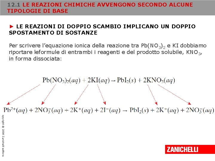 12. 1 LE REAZIONI CHIMICHE AVVENGONO SECONDO ALCUNE TIPOLOGIE DI BASE ► LE REAZIONI