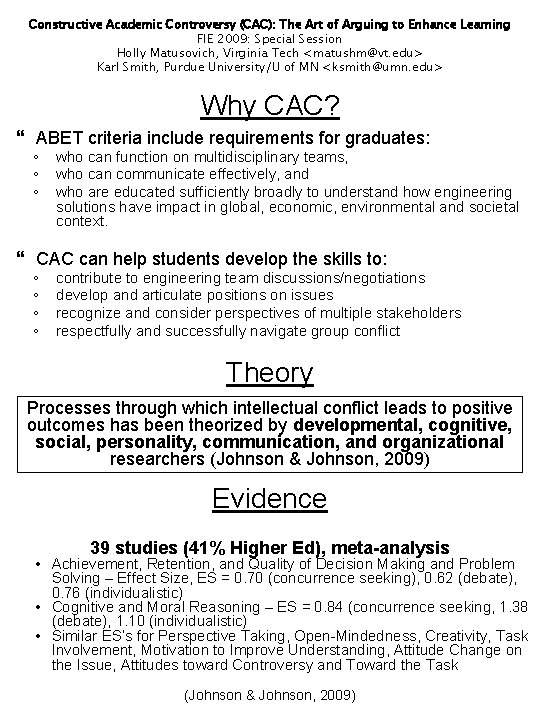 Constructive Academic Controversy CAC The Art of Arguing