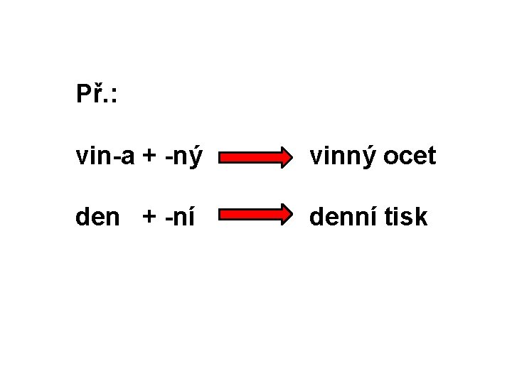 Př. : vin-a + -ný vinný ocet den + -ní denní tisk 