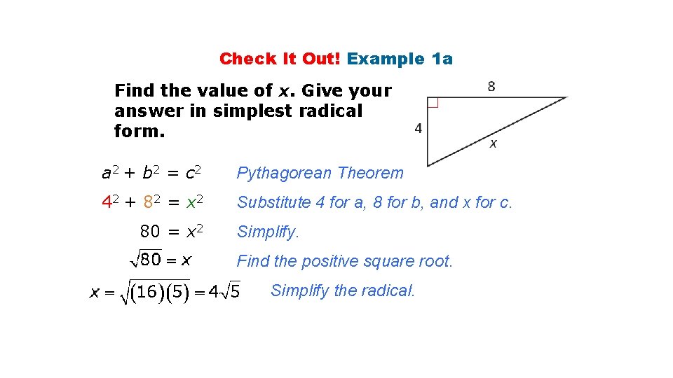 Check It Out! Example 1 a Find the value of x. Give your answer