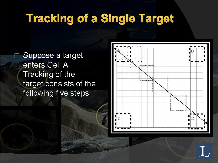 Tracking of a Single Target � Suppose a target enters Cell A. Tracking of