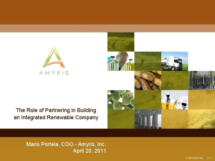 The Role of Partnering in Building an Integrated Renewable Company Mario Portela, COO -