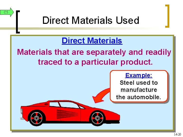 C 5 Direct Materials Used Direct Materials that are separately and readily traced to