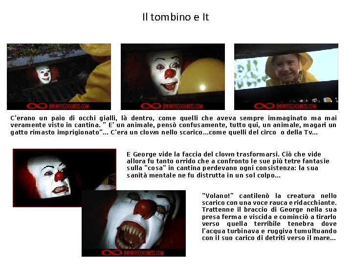 Il tombino e It C’erano un paio di occhi gialli, là dentro, come quelli