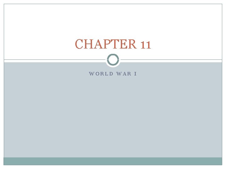 CHAPTER 11 WORLD WAR I 