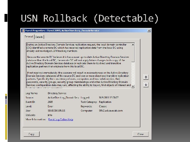 USN Rollback (Detectable) USN Rollback (Detectable)