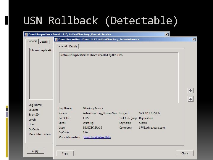USN Rollback (Detectable) USN Rollback (Detectable)