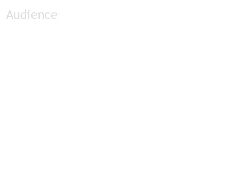 Audience a. Professors a. create and manage quizzes b. view responses c. view statistics