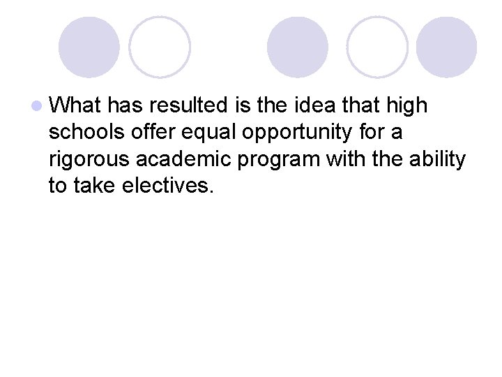 l What has resulted is the idea that high schools offer equal opportunity for