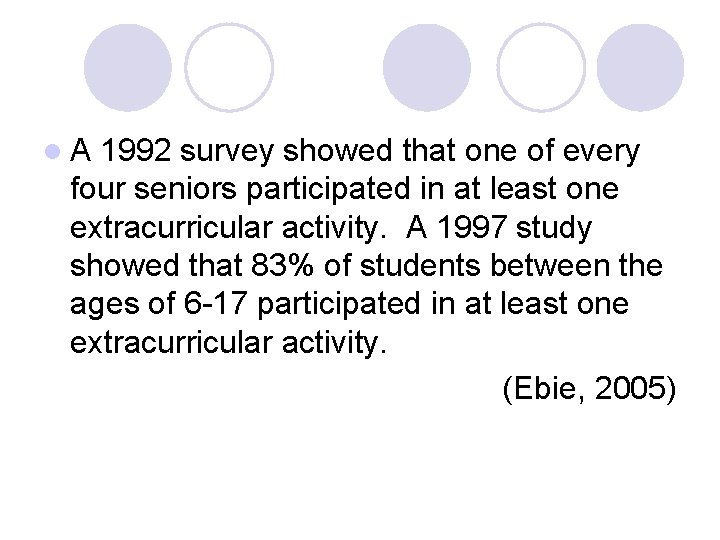 l. A 1992 survey showed that one of every four seniors participated in at