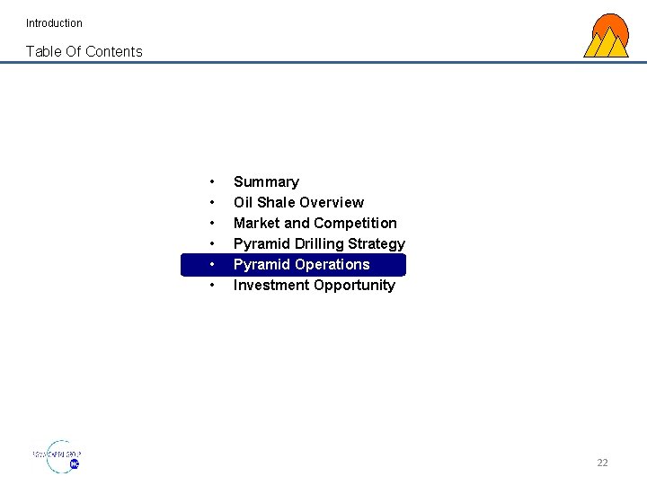 Introduction Table Of Contents • • • Summary Oil Shale Overview Market and Competition