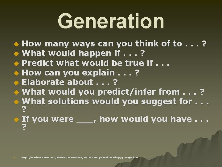 Generation u u u u u How many ways can you think of to.