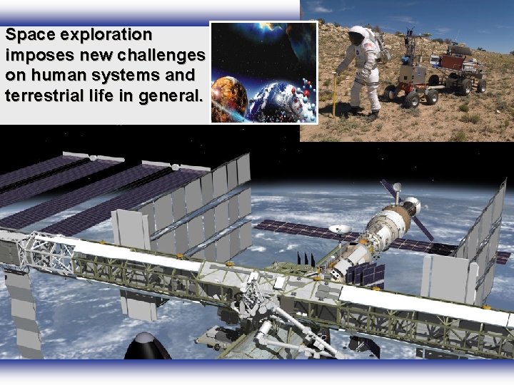 Space exploration imposes new challenges on human systems and terrestrial life in general. Space exploration imposes new challenges on human systems and terrestrial life in general.