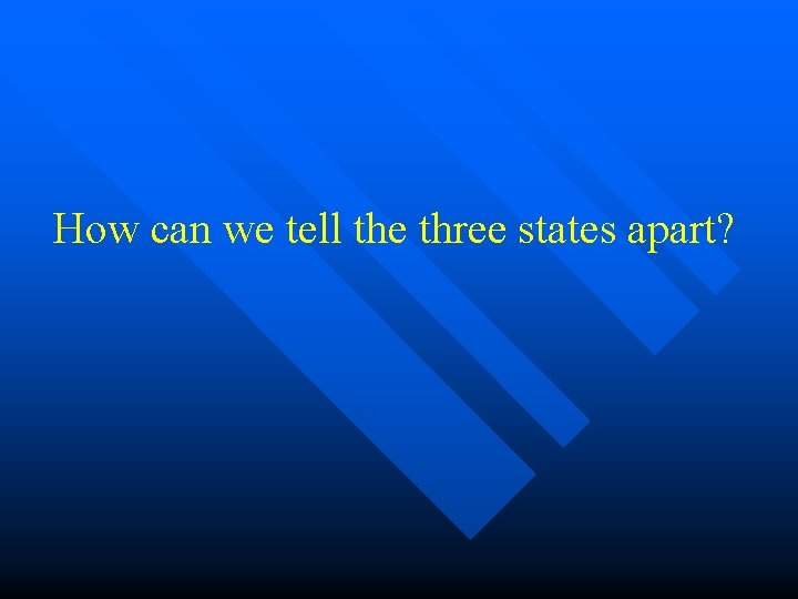 How can we tell the three states apart? 