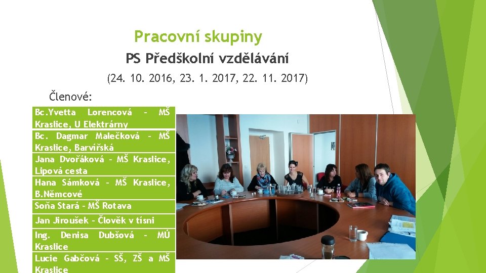 Pracovní skupiny PS Předškolní vzdělávání (24. 10. 2016, 23. 1. 2017, 22. 11. 2017)