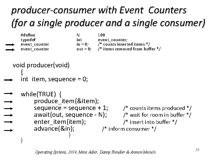 producer-consumer with Event Counters (for a single producer and a single consumer) #define typedef
