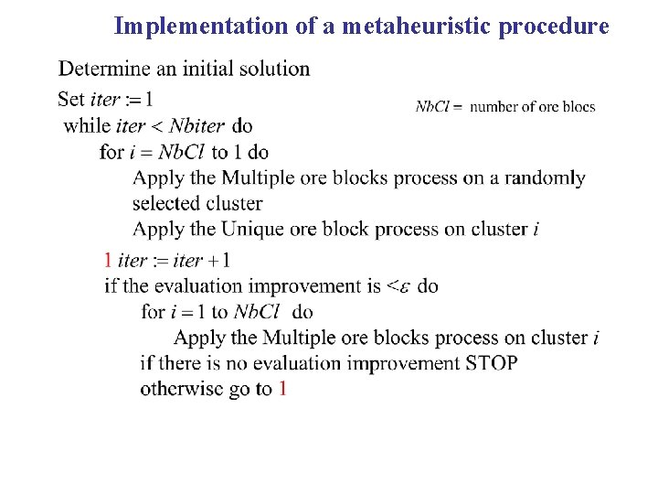 Implementation of a metaheuristic procedure 