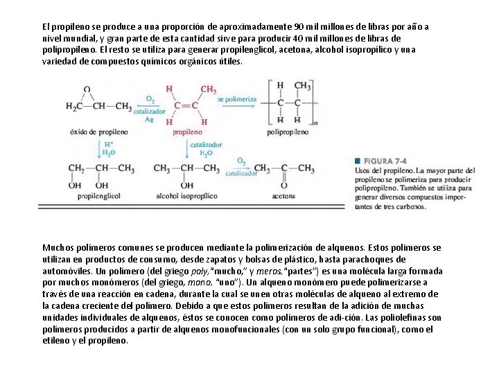 El propileno se produce a una proporción de aproximadamente 90 millones de libras por