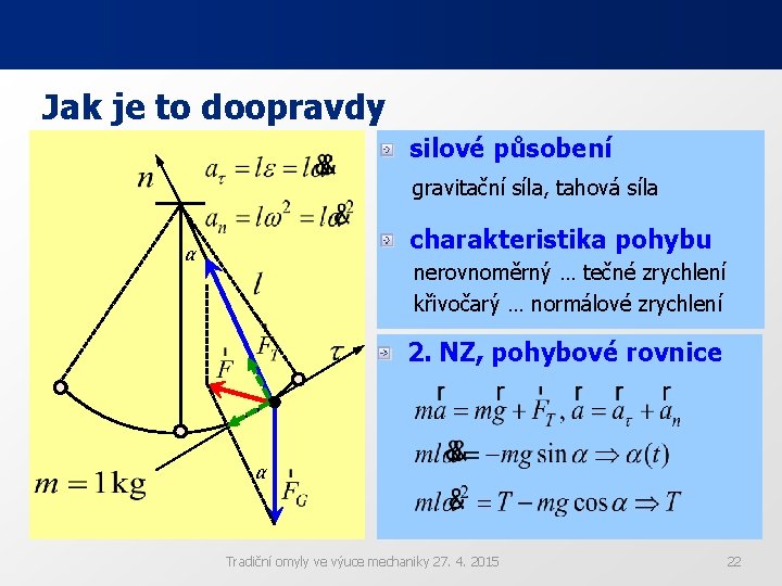 Jak je to doopravdy silové působení gravitační síla, tahová síla charakteristika pohybu α nerovnoměrný Jak je to doopravdy silové působení gravitační síla, tahová síla charakteristika pohybu α nerovnoměrný