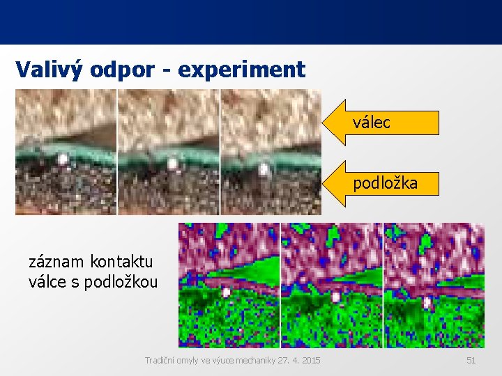 Valivý odpor - experiment válec podložka záznam kontaktu válce s podložkou Tradiční omyly ve Valivý odpor - experiment válec podložka záznam kontaktu válce s podložkou Tradiční omyly ve