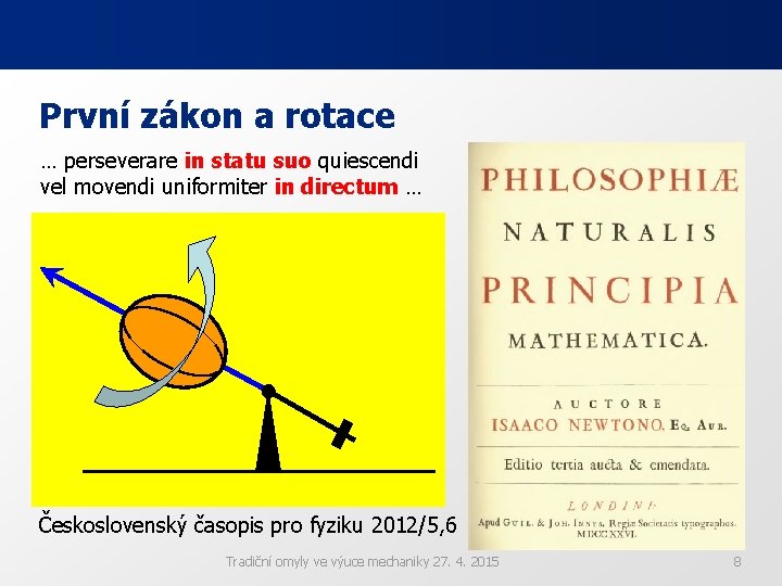 První zákon a rotace … perseverare in statu suo quiescendi vel movendi uniformiter in První zákon a rotace … perseverare in statu suo quiescendi vel movendi uniformiter in