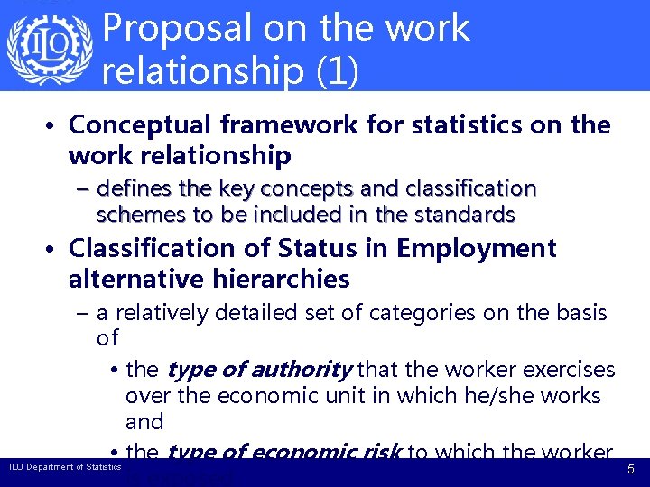 Conceptual framework for statistics on the work relationship