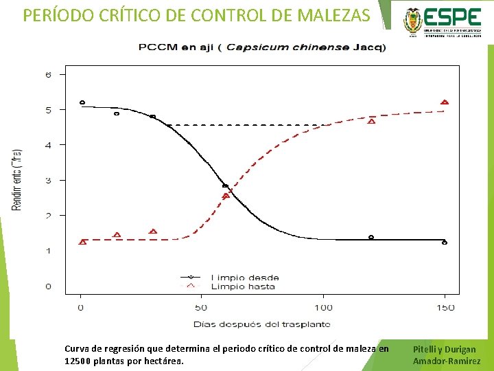 PERÍODO CRÍTICO DE CONTROL DE MALEZAS Curva de regresión que determina el periodo crítico