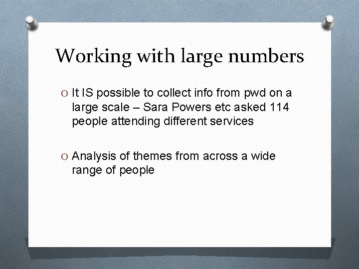 Working with large numbers O It IS possible to collect info from pwd on