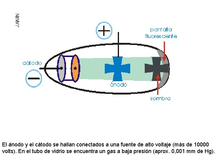 El ánodo y el cátodo se hallan conectados a una fuente de alto voltaje