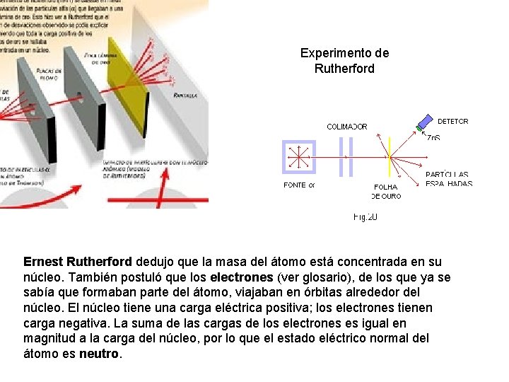 Experimento de Rutherford Ernest Rutherford dedujo que la masa del átomo está concentrada en