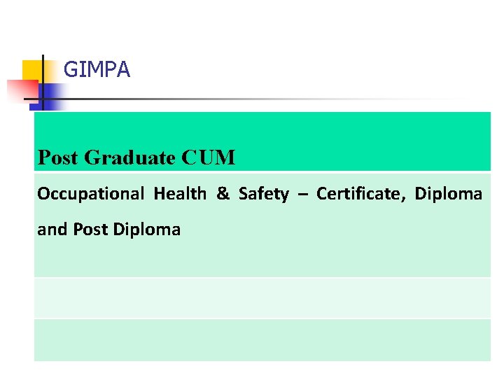 GIMPA Post Graduate CUM Occupational Health & Safety – Certificate, Diploma and Post Diploma