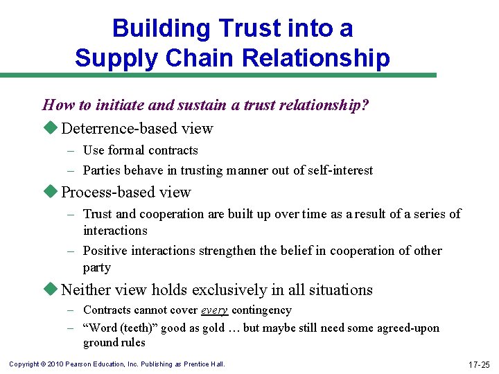 Building Trust into a Supply Chain Relationship How to initiate and sustain a trust