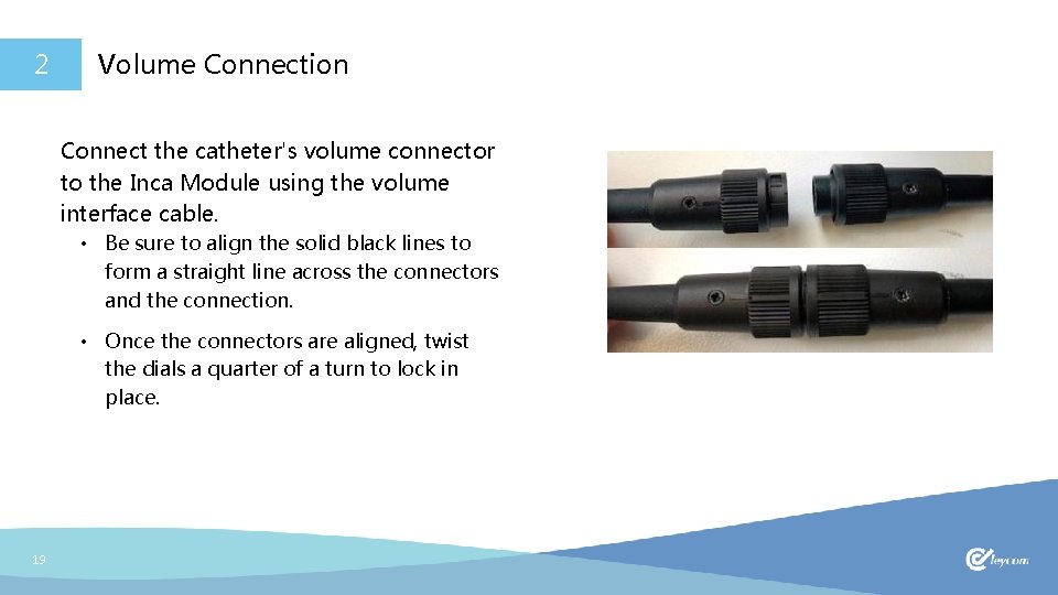 2 Volume Connection Connect the catheter's volume connector to the Inca Module using the