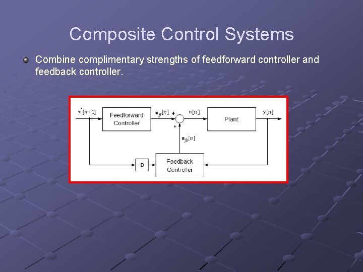 Composite Control Systems Combine complimentary strengths of feedforward controller and feedback controller. 