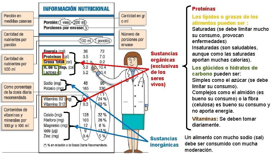 Proteínas Sustancias orgánicas (exclusivas de los seres vivos) Los lípidos o grasas de los