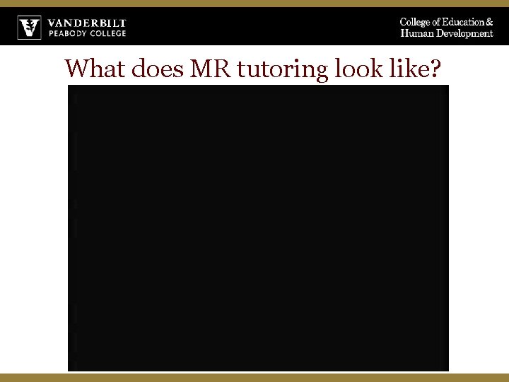 What does MR tutoring look like? 