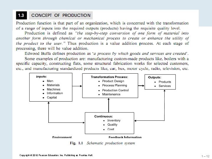 Copyright © 2010 Pearson Education, Inc. Publishing as Prentice Hall. 1 – 12 Copyright © 2010 Pearson Education, Inc. Publishing as Prentice Hall. 1 – 12