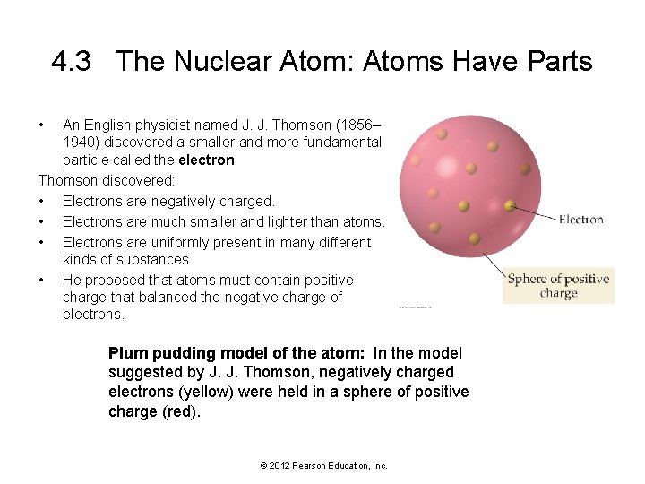 4. 3 The Nuclear Atom: Atoms Have Parts • An English physicist named J.