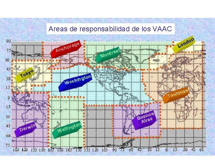 Areas de responsabilidad de los VAAC 