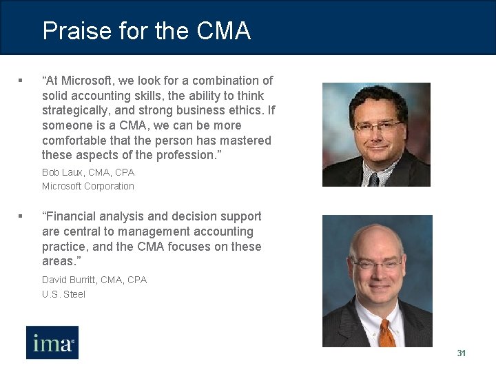 Praise for the CMA § “At Microsoft, we look for a combination of solid