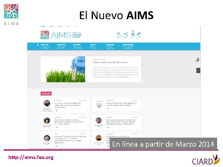 El Nuevo AIMS En línea a partir de Marzo 2014 http: //aims. fao. org