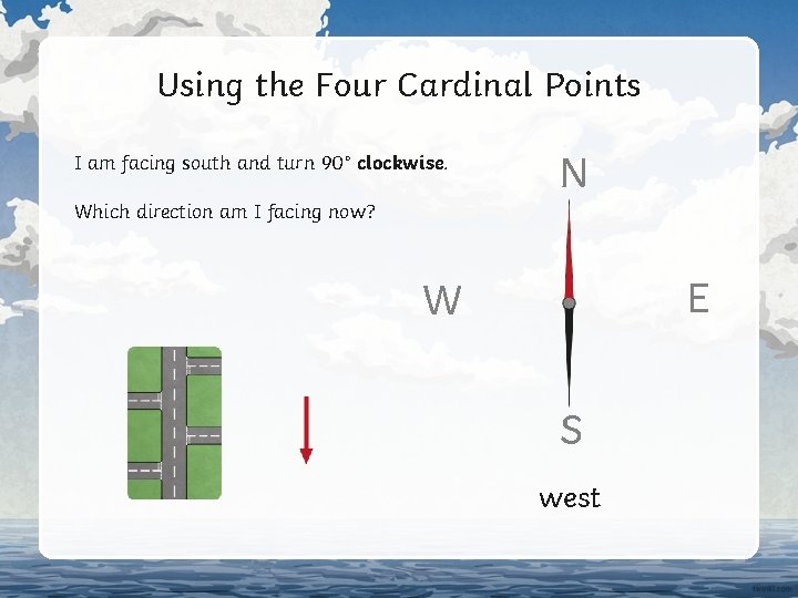 Using the Four Cardinal Points I am facing south and turn 90° clockwise. Which