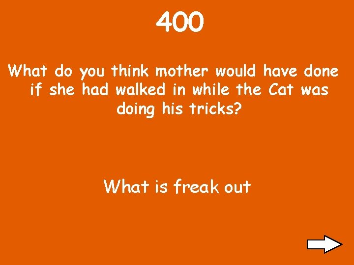 400 What do you think mother would have done if she had walked in