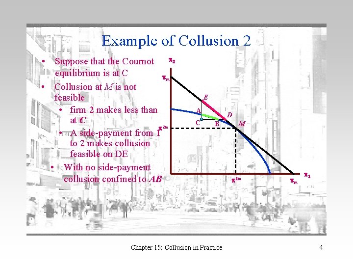Example of Collusion 2 • Suppose that the Cournot p 2 equilibrium is at Example of Collusion 2 • Suppose that the Cournot p 2 equilibrium is at