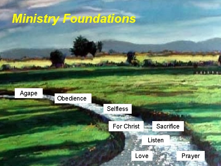 Ministry Foundations Agape Obedience Selfless For Christ Sacrifice Listen Love Prayer 