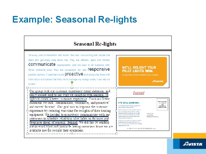 Example: Seasonal Re-lights 